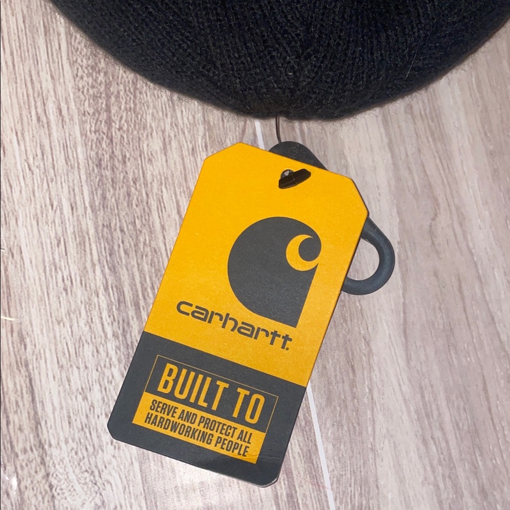 Carhartt Black Knit Hat with Red Logo - Picture 3 of 4